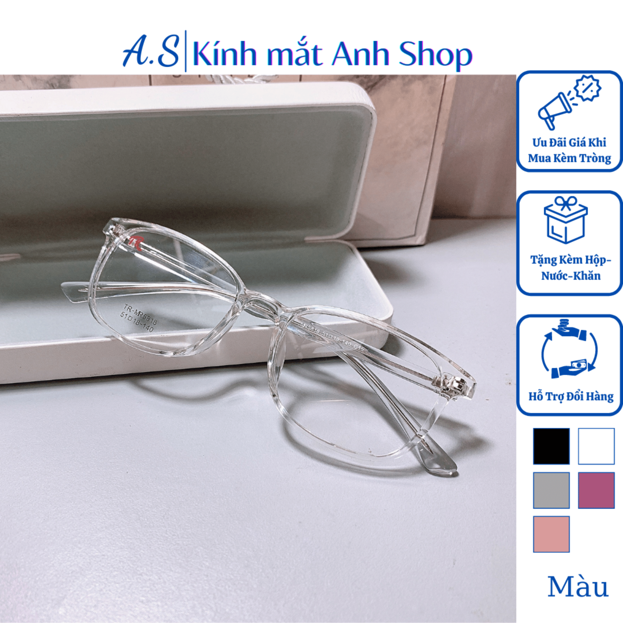 [3-5/8 Hoàn Tiền 25%] Kính bầu thời trang nhựa dẻo 5818 nhận cắt cận viễn loạn