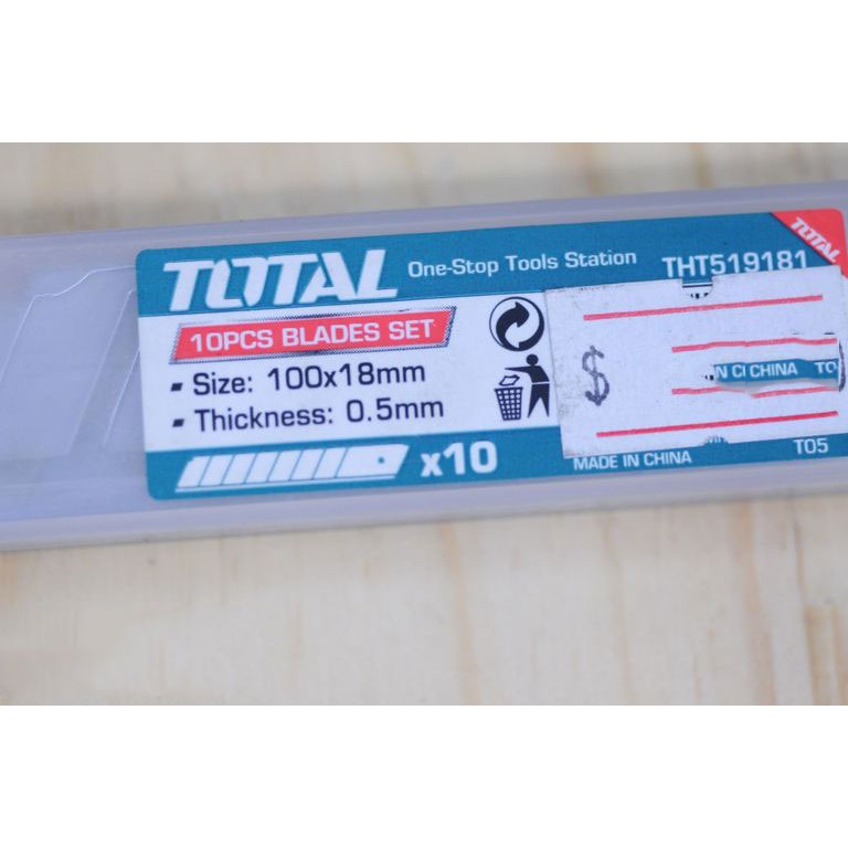 Bộ 10 lưỡi dao rọc giấy Total THT519181