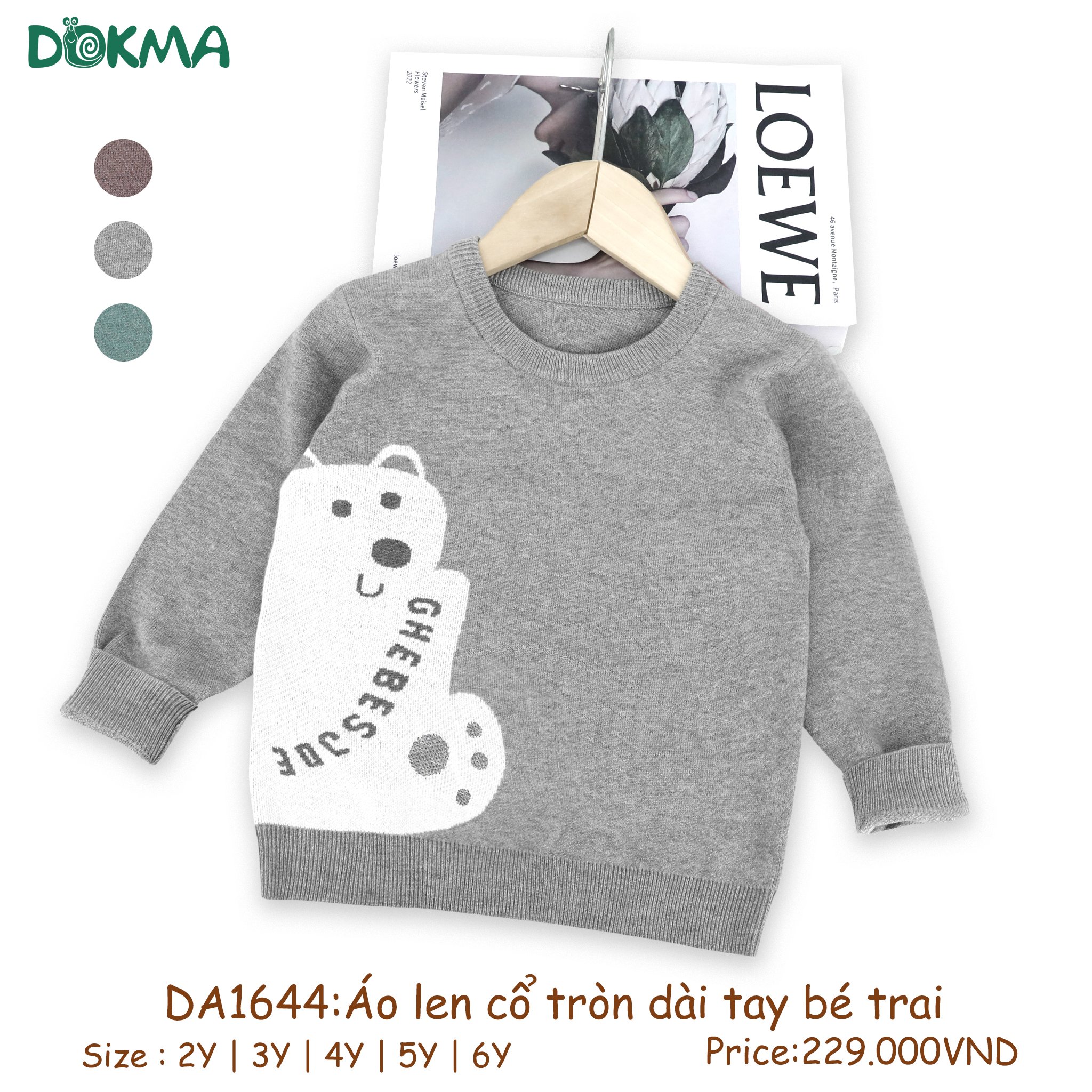 Áo len cổ tròn bé trai - bé gái thu đông DOKMA