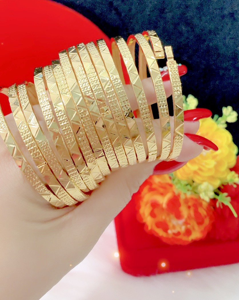 Vòng ximen khóa bấm 7 chiếc kiểu vàng thật mạ 18k cao cấp E682