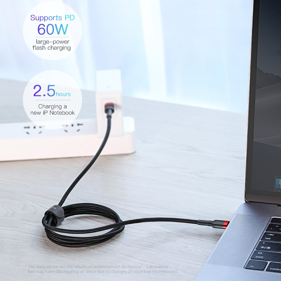 Cáp sạc nhanh Baseus Cafule C to C PD cho Smartphone/ Tablet / Type C (3A, 60W, Power Delivery, QC3.0)