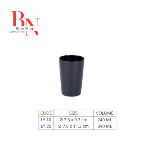 [HCM]Ly Nhựa Melamine Màu Đen Trà Đá Nhiều Size