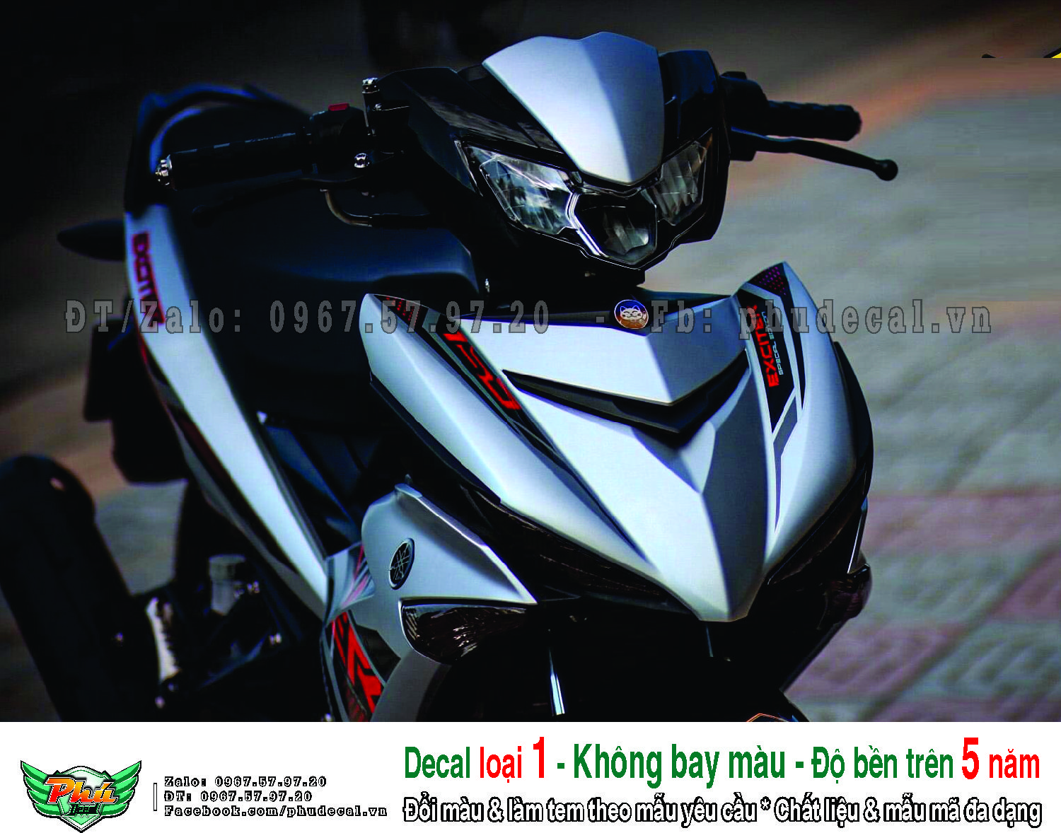 Tem rời Exciter 150 Y15ZR bạc đỏ đen (b)