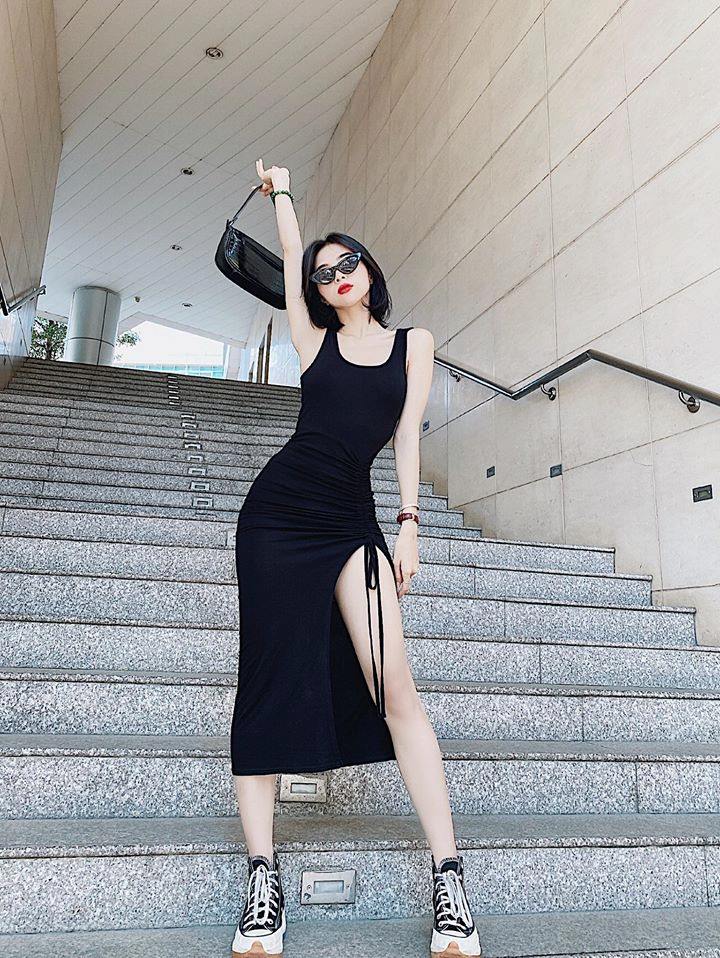 [HCM]Đầm body xẻ đùi rút dây