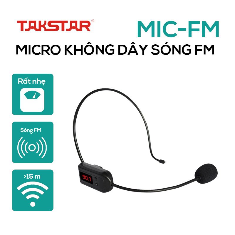 Mic trợ giảng không dây FM cài sau đầu, đeo tai, micro kết nối với loa có FM , sử dụng cho nhiều loại loa