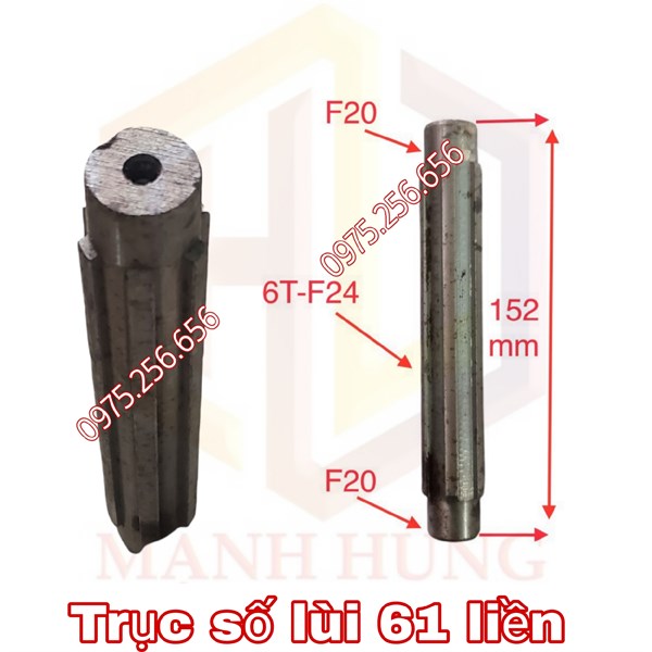 Trục số lùi 61 liền phụ tùng máy cày máy bừa máy xới máy nông lâm nghiệp