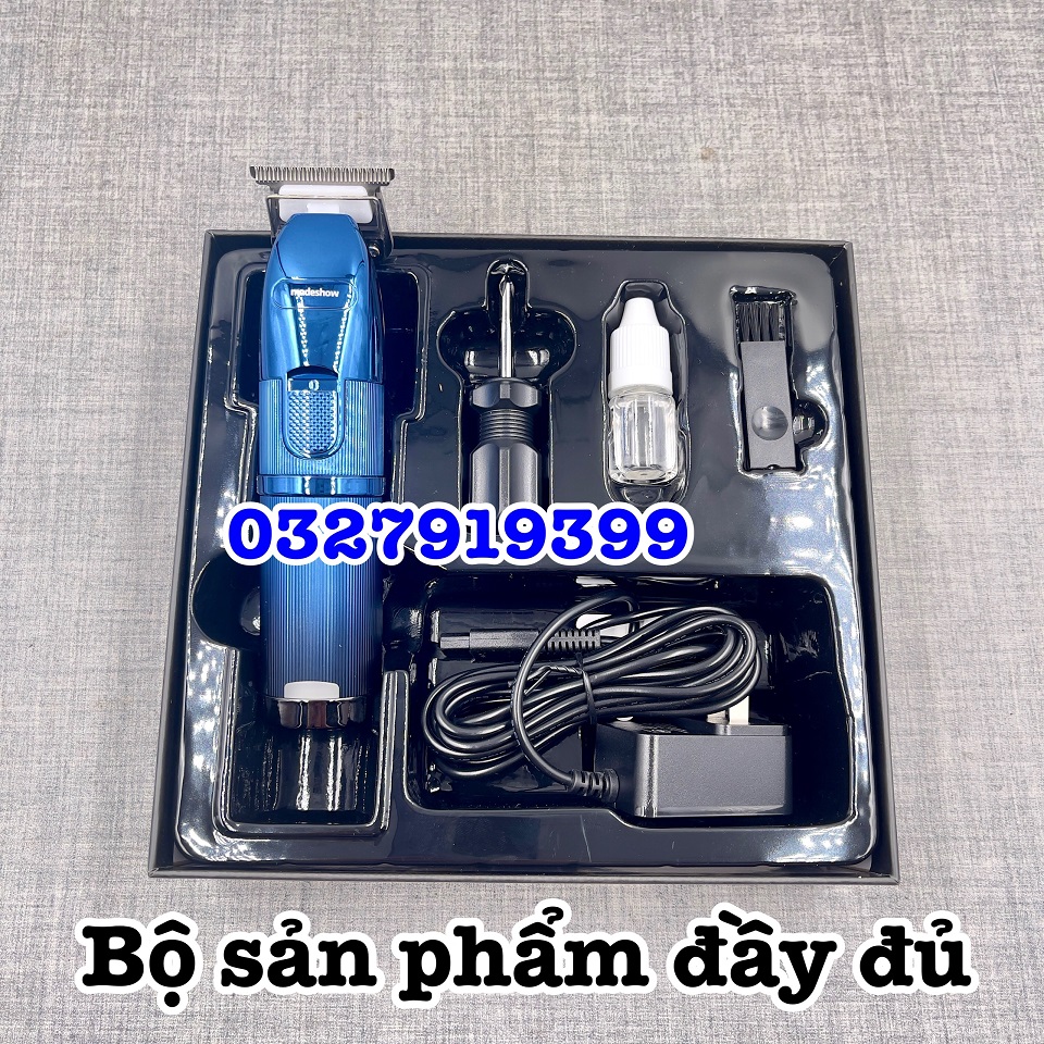 Madeshow Tông đơ chấn viền cao cấp M6, màu xanh trắng, pin lithium 1400mAh, động cơ Turbo 2 tốc độ, lưỡi thép không gỉ, công suất 8W, thiết kế hiện đại, bảo hành 3 tháng
