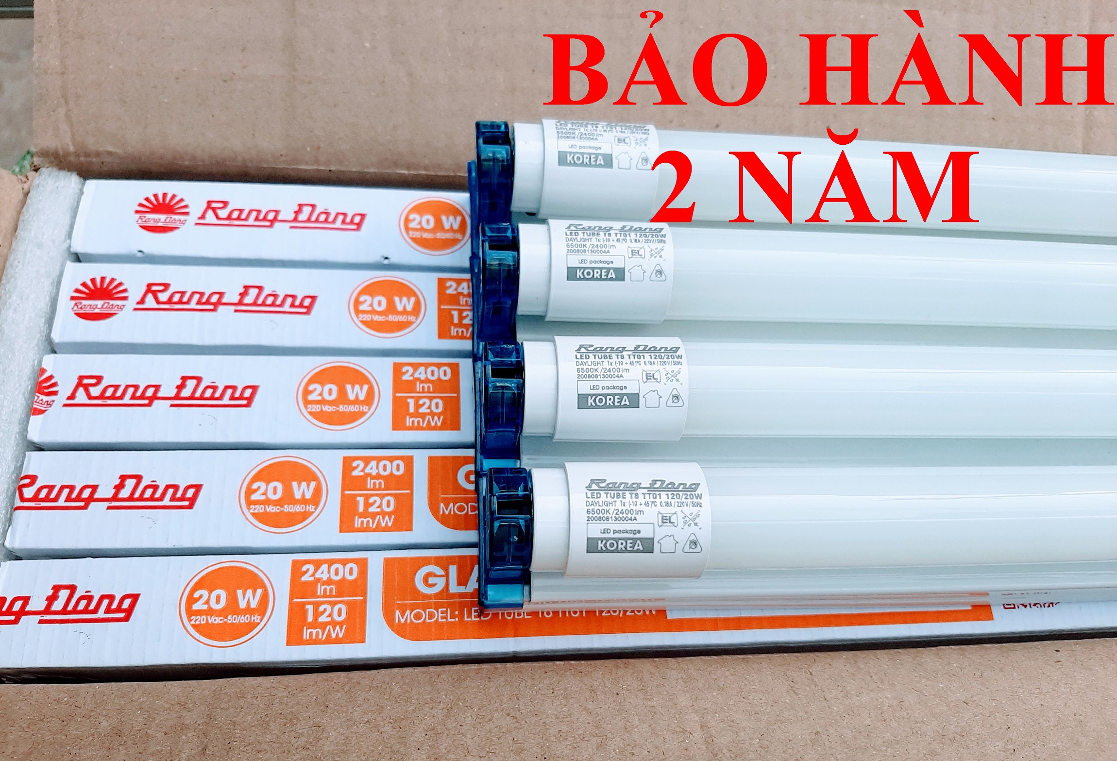 4 Bộ đèn Led tuýp 1m2 ( 1.2 met ) Rạng Đông 20W ánh sáng trắng chính hãng.