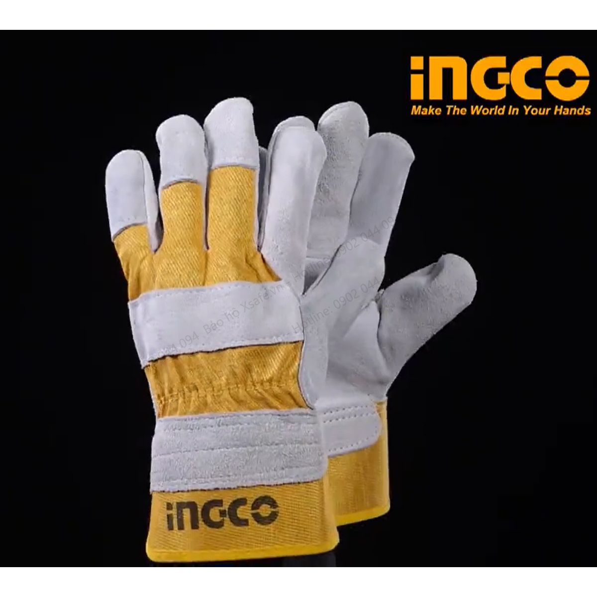 [HỎA TỐC] Găng tay bảo hộ vải da Ingco HGVC01 găng tay lao động đa năng, bao tay hàn cắt, cơ khí, xây dựng, nông nghiệp, luyện kim...