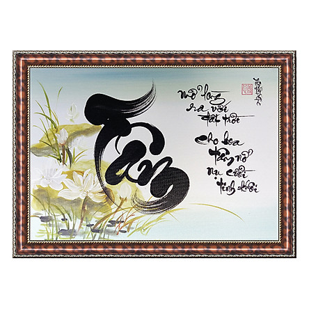 thư pháp tâm mở lòng tặng kèm khung tranh