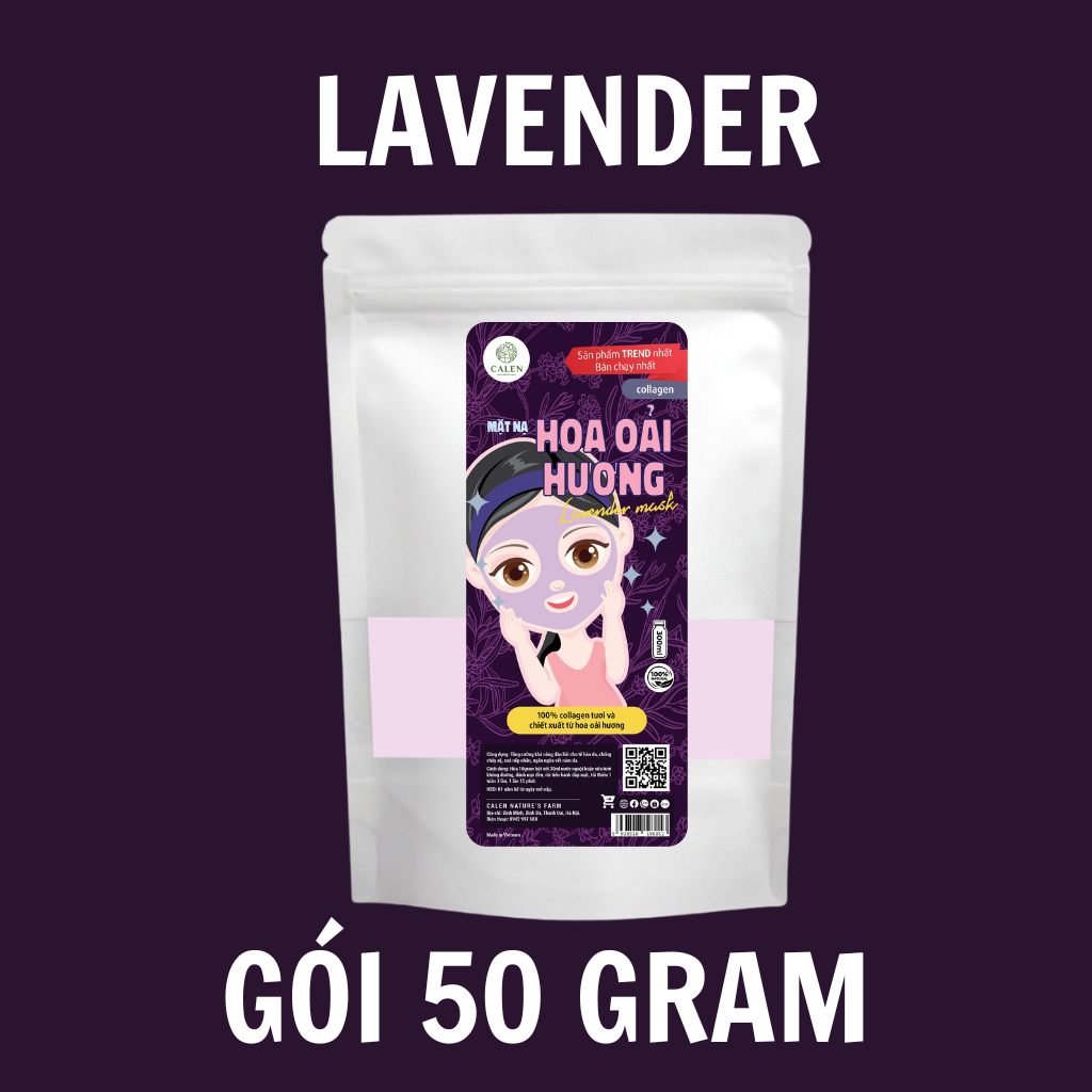 Mặt Nạ Dẻo Collagen Hoa Lavender (hoa oải hương) CALEN chai 200gr, Kiểm Soát dầu, Giảm mụn- Dưỡng trắng da Mask dẻo