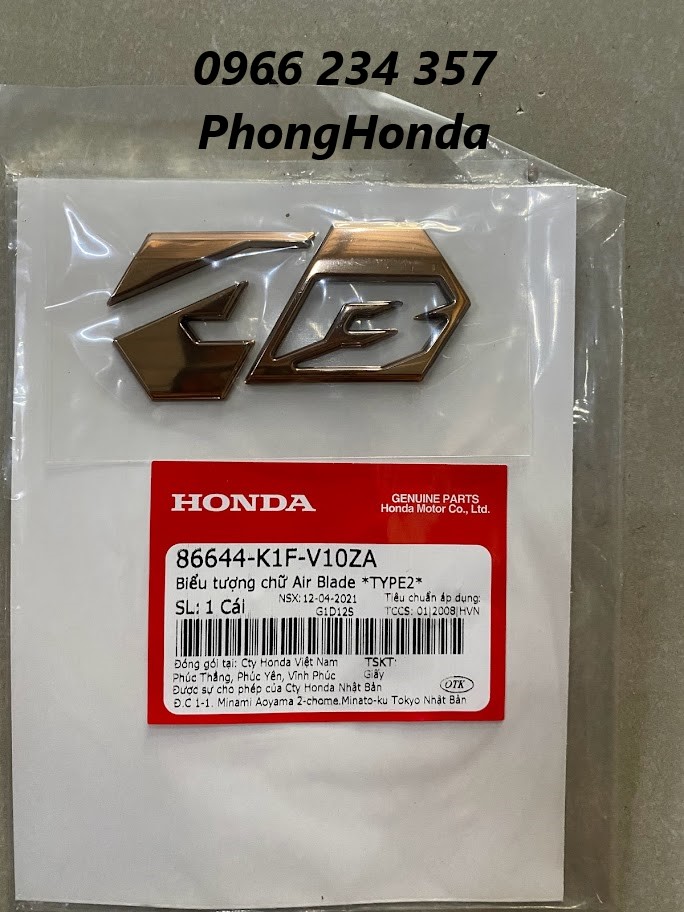 Tem logo chữ ab xe airblade , ab 2020 chính hiệu honda