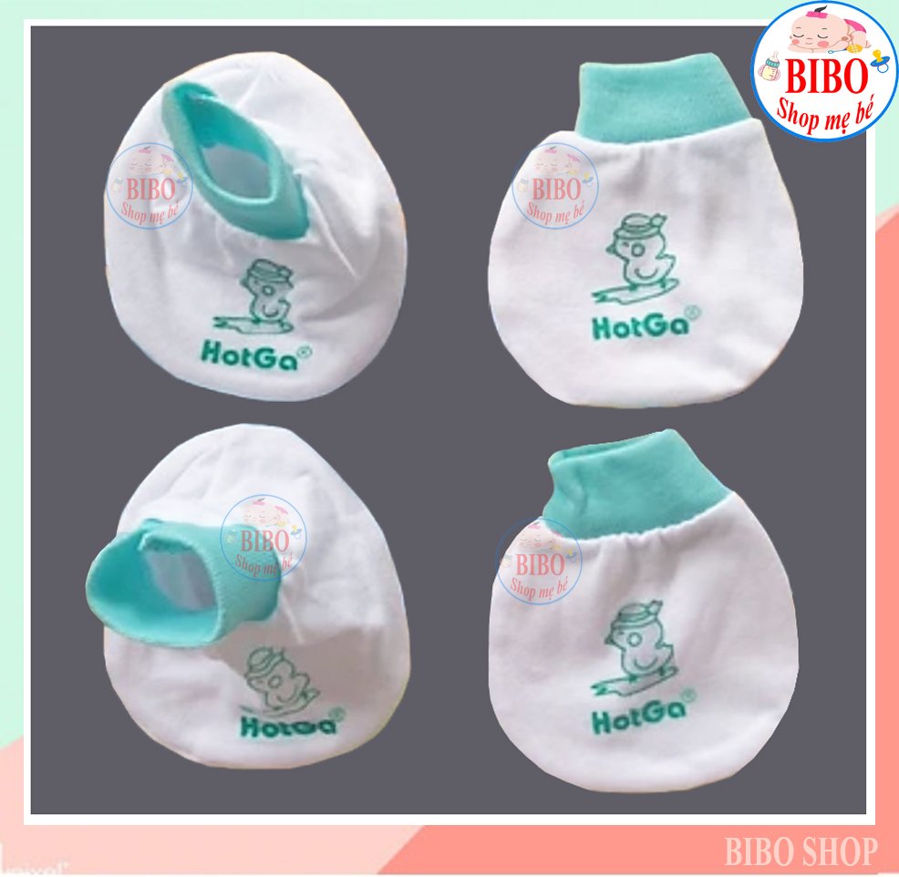 hotga Set Bao Tay Bao Chân Thun Cho Bé Sơ Sinh 100% Cotton (1 Đôi Bao Tay + 1 Đôi Bao Chân)