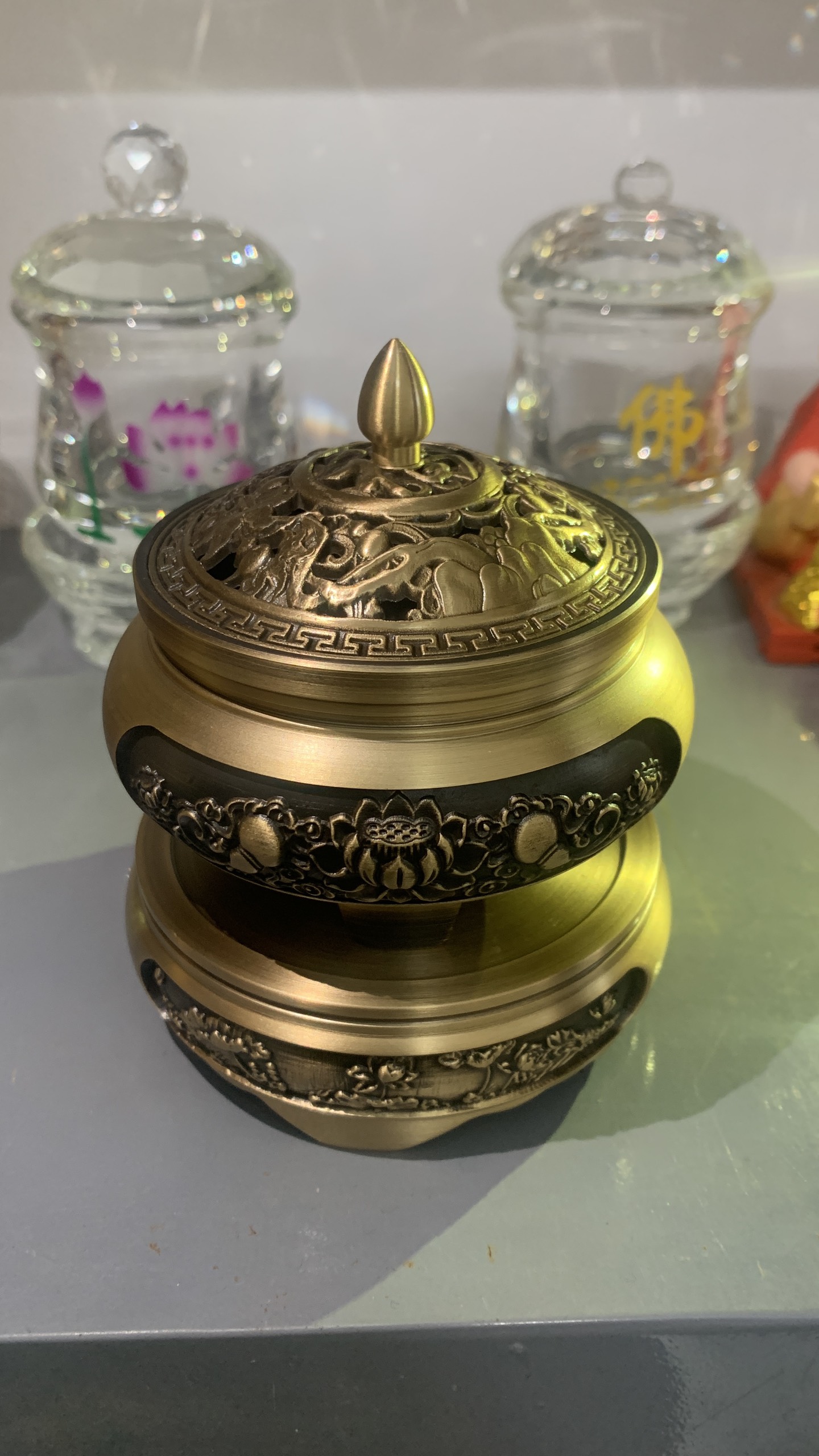lư xông trầm đồng - hoa sen cao cấp