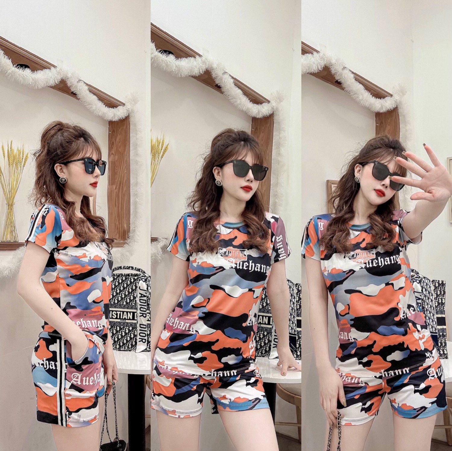 SET BỘ THUN SHORT PHỐI LÍNH RẰN RI