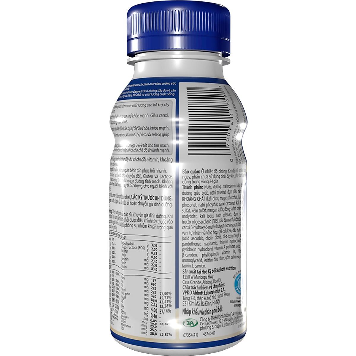 [Mẫu mới 2020]Bộ 6 Chai Sữa Nước Ensure Gold Vigor 237ml