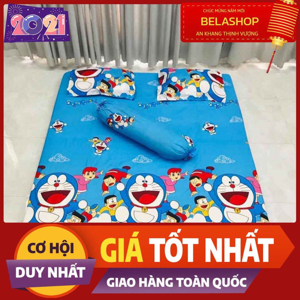 [HCM][kèm vỏ gối ôm]Bộ ga gối kèm vỏ gối ôm vải cotton poly sẵn hàng hcm belashop [doremon nobita]