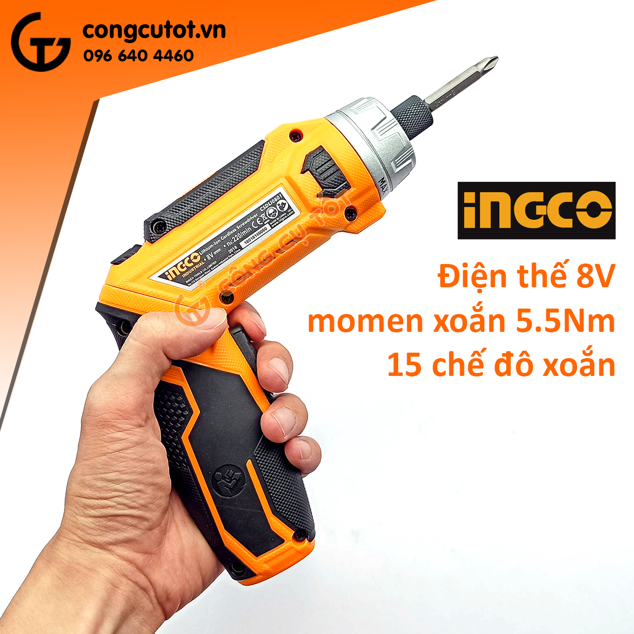 Máy siết vít dùng pin INGCO CSDLI0801 5.5Nm