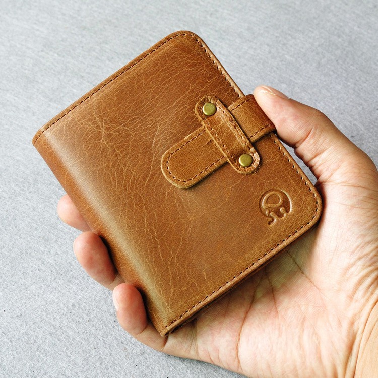 [HCM]Ví Nam Nữ Handmade Da Bò Thật Có Quai Cài