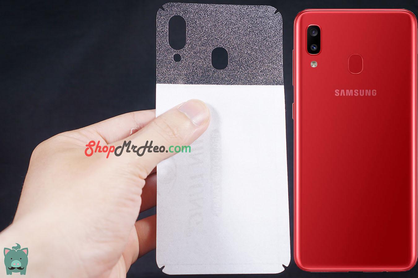 Skin Dán Mặt Sau Lưng Vân 3D Carbon Samsung Galaxy A20 - A30 (Carbon, nhám, Hộp)