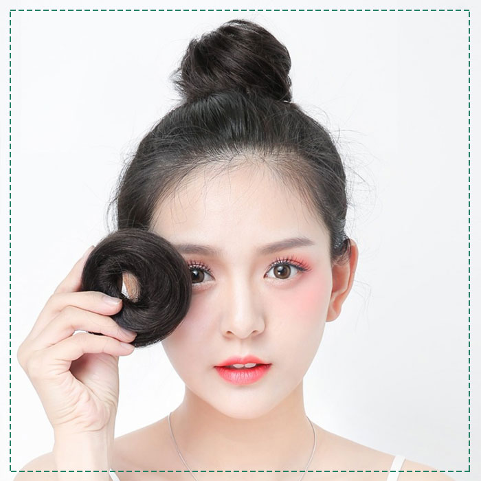 Búi tóc giả cột thẳng Khami Beauty, búi tóc rối sợi tơ