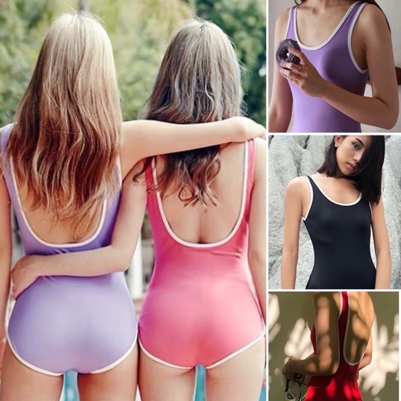 [BIKINI LIỀN MẢNH] Đồ bơi liền mảnh khoét lưng viền trắng đủ màu