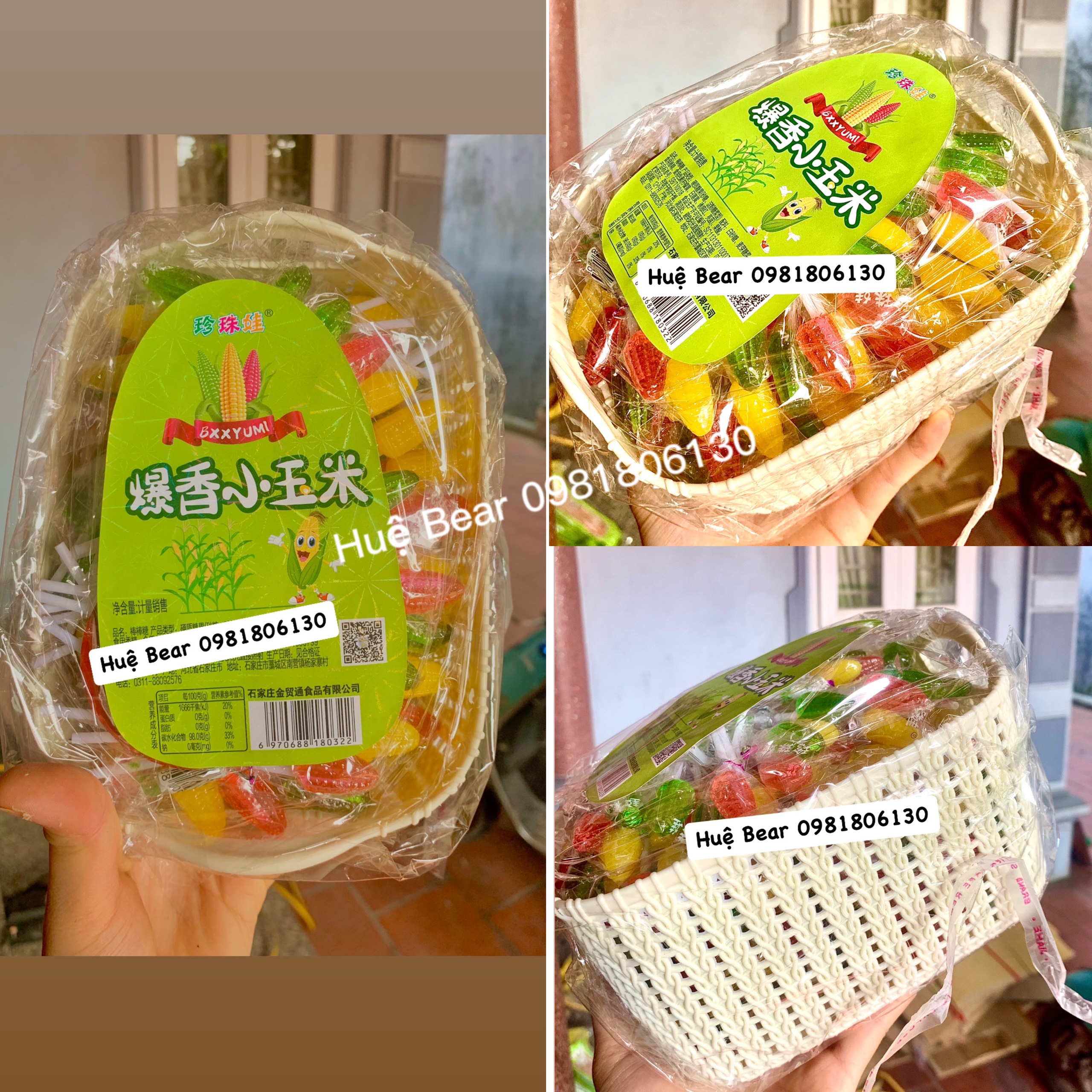 Một rổ kẹo mút bắp nhiều màu(~180que)