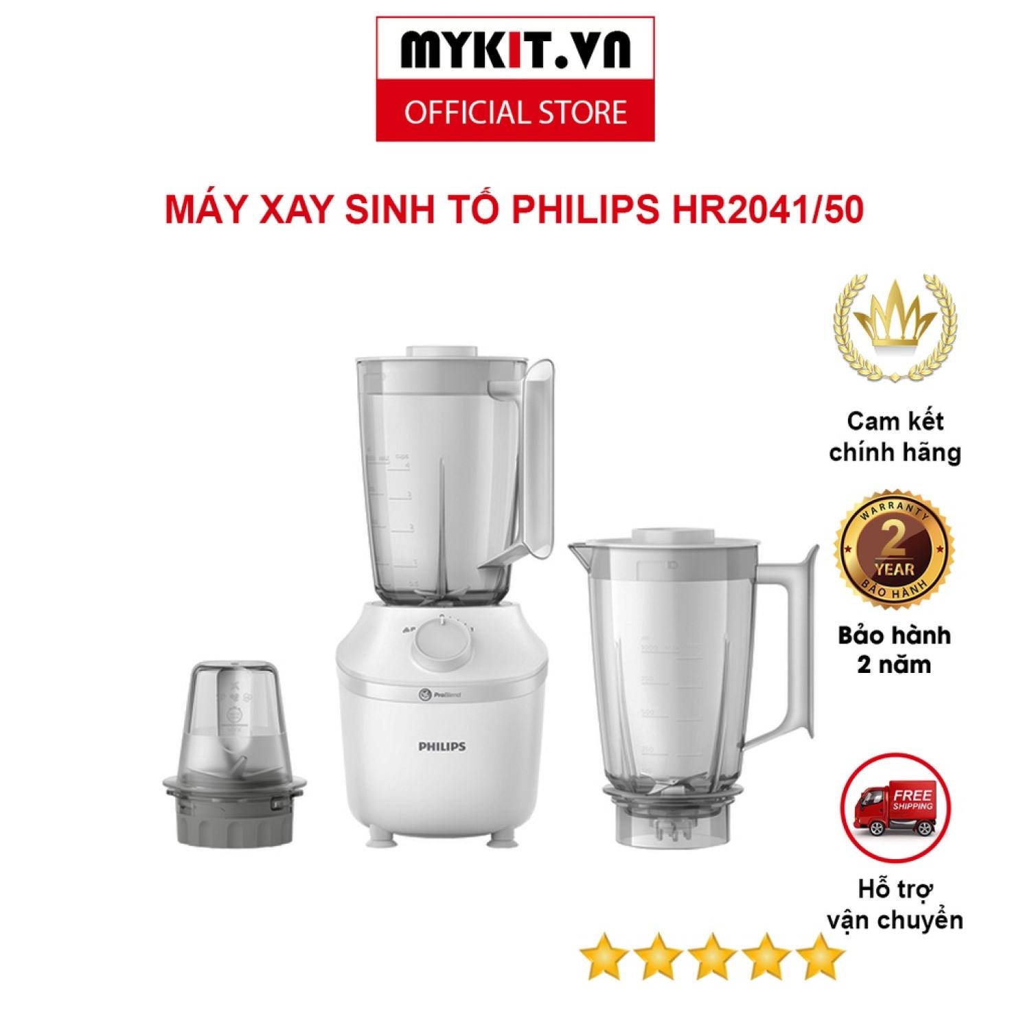 Máy xay sinh tố Philips HR2041/50 (3 cối) - MYKIT STORE