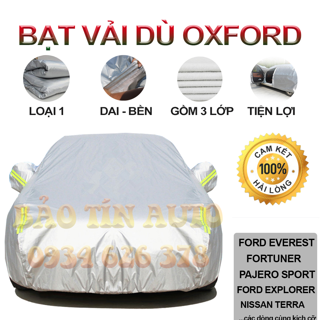 [Type 1] tarpaulin cover protection Car 7 Seat 3 layer umbrella cloth Oxford Everest, fortuner, Pajero Sport, Terra, exploder, tarpaulin coating hooded protective cars, beam Silver hooded covered vehicle Oto 4,5,7 seat | the signal Auto