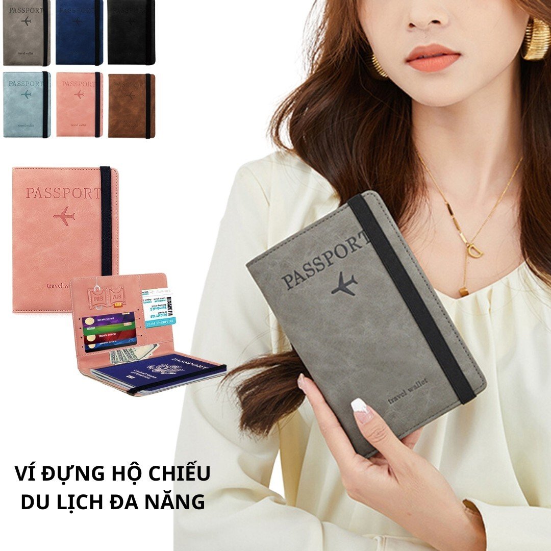 Ví da cầm tay đựng hộ chiếu du lịch đa năng