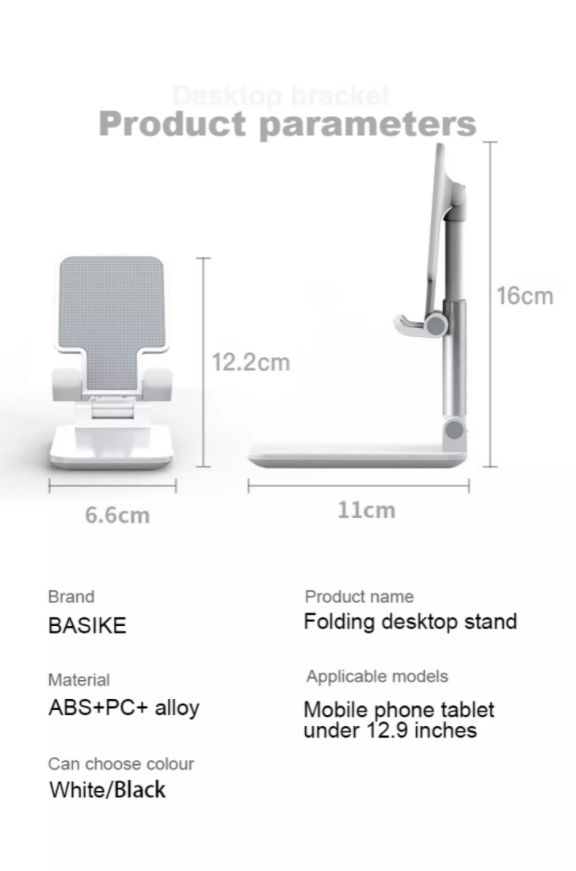 BASIKE Retractable Aluminum Alloy Desktop Holder Universal Table Cell Phone Stand Desktop Rack Multifunction Mobile Phone Holder Stand Support Ipad Pro 12 Inch Thick Stand Suitable for Samsung OPPO VIVO Huawei Color:Silver