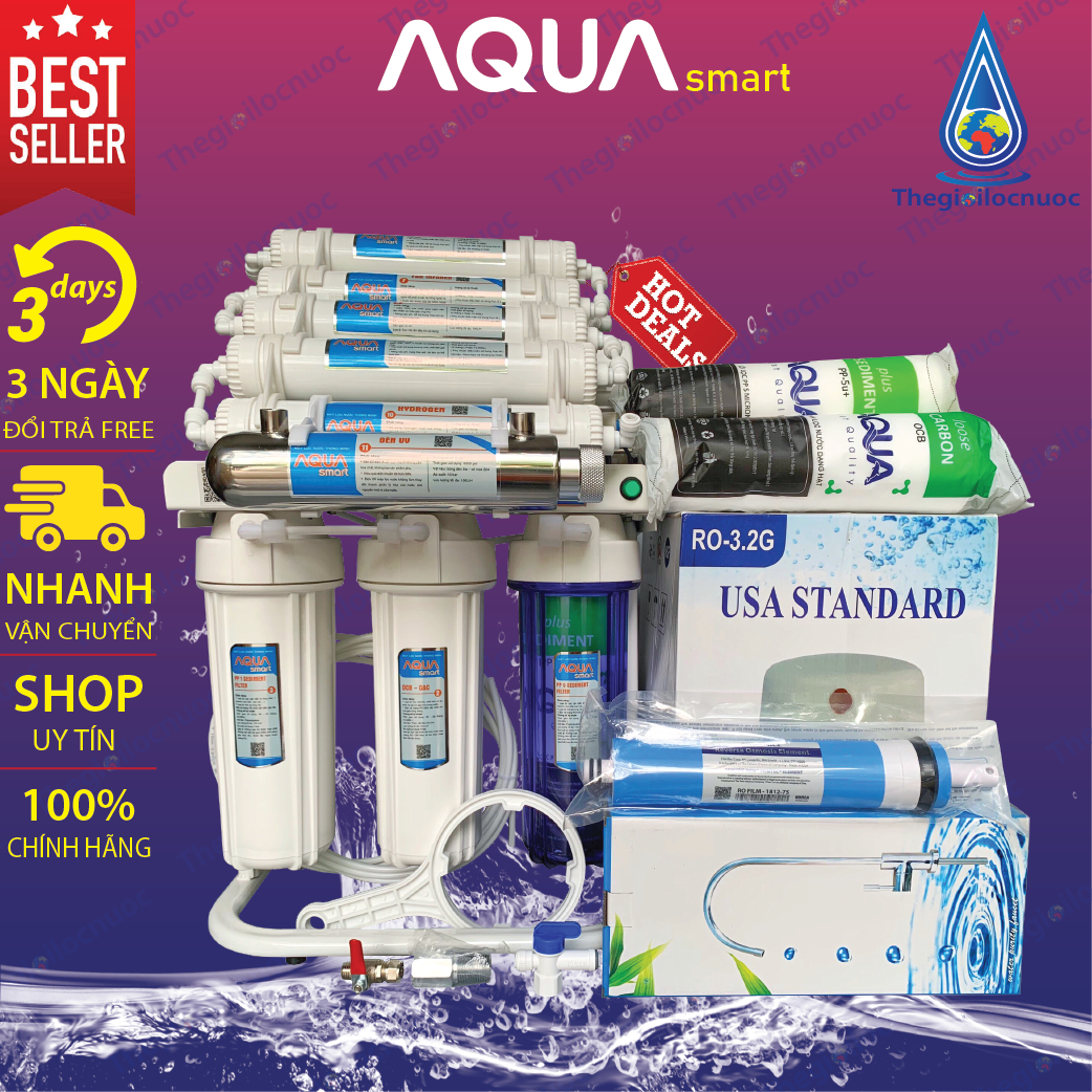 [HCM]Máy lọc nước RO Aqua Smart 8cấp-10cấp-11cấp đèn UV