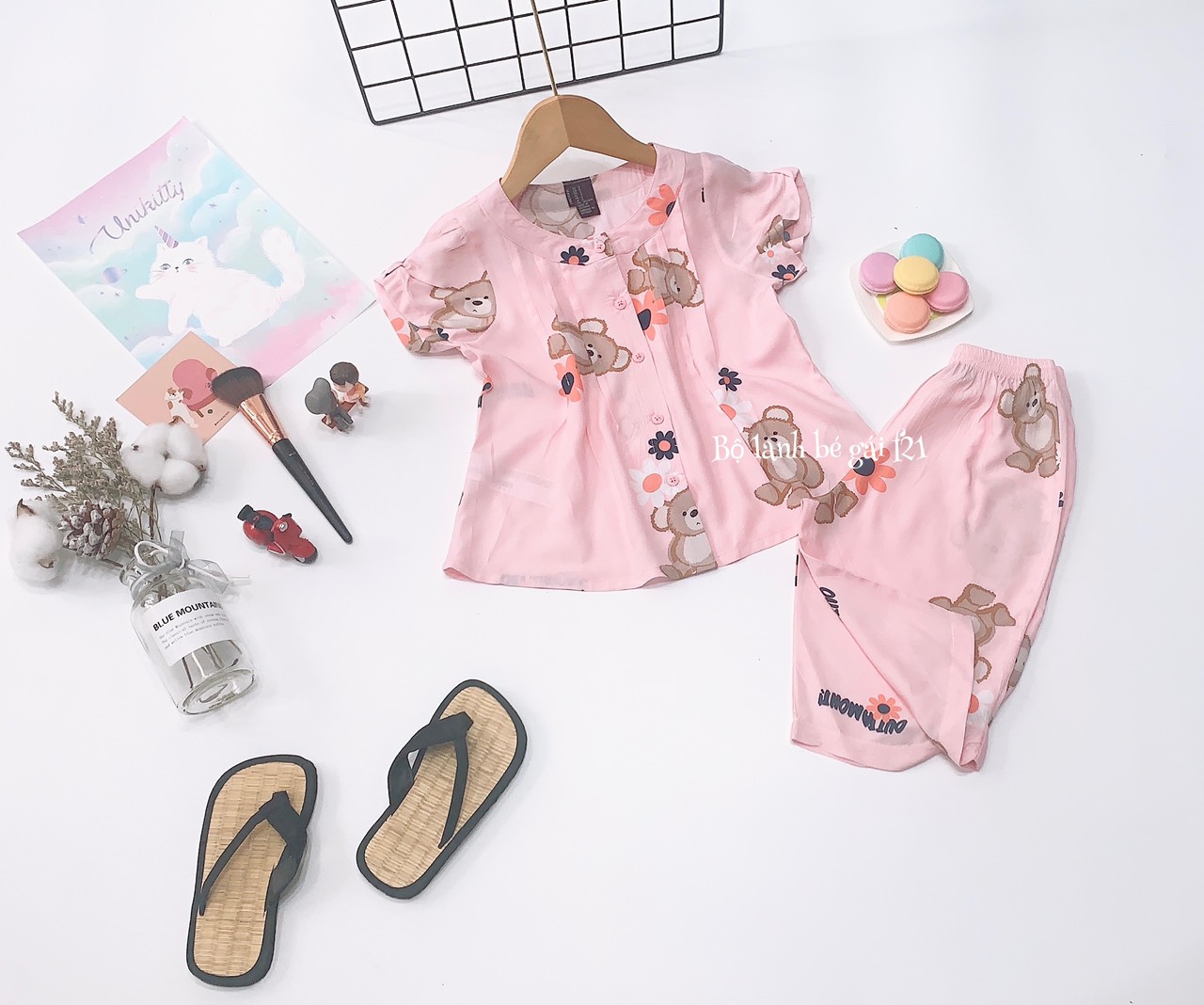 Bộ lững cổ tròn cho bé chất tole lanh VNXK