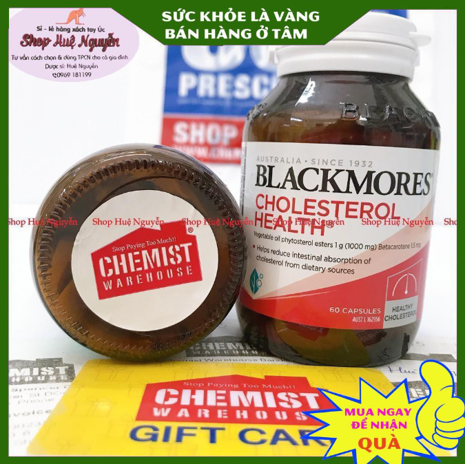 Viên uống giảm mỡ máu Blackmores Cholesterol Health 60 viên của Úc, hỗ trợ cân bằng mỡ máu, huyết áp cao