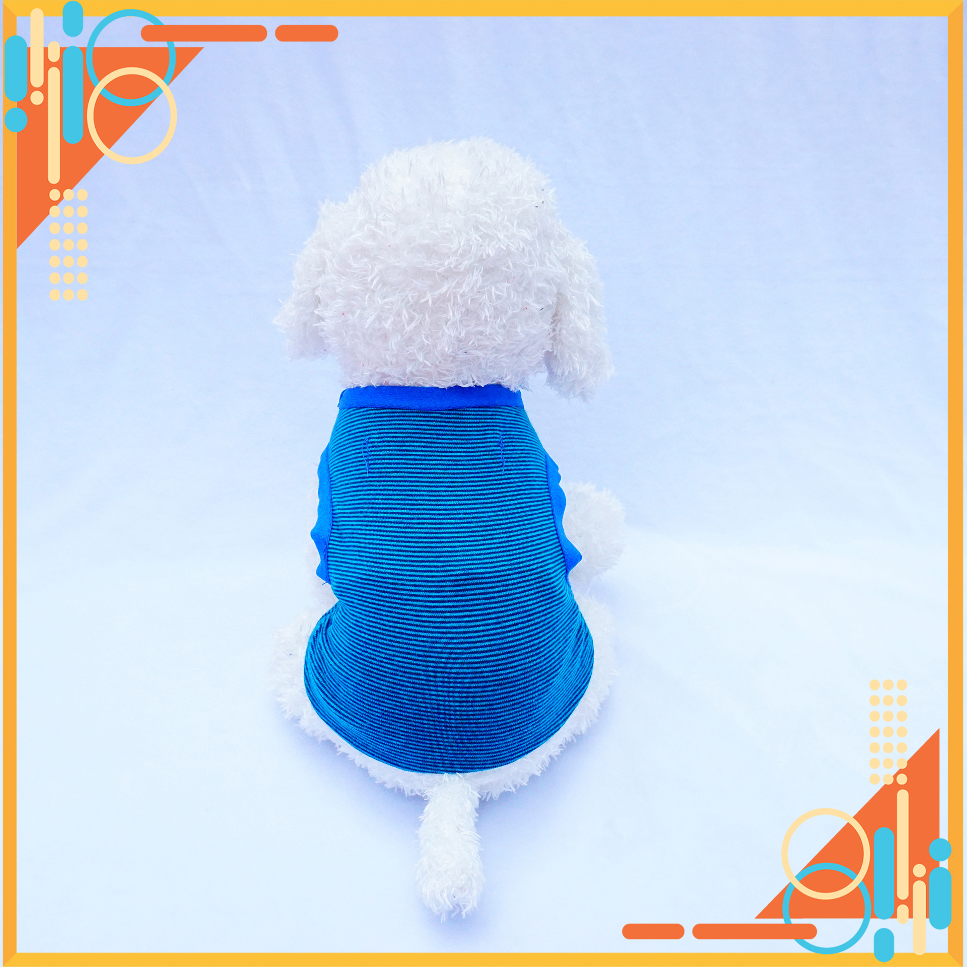 Áo cho Thú cưng, Áo 3 lỗ kẻ Xanh PD044