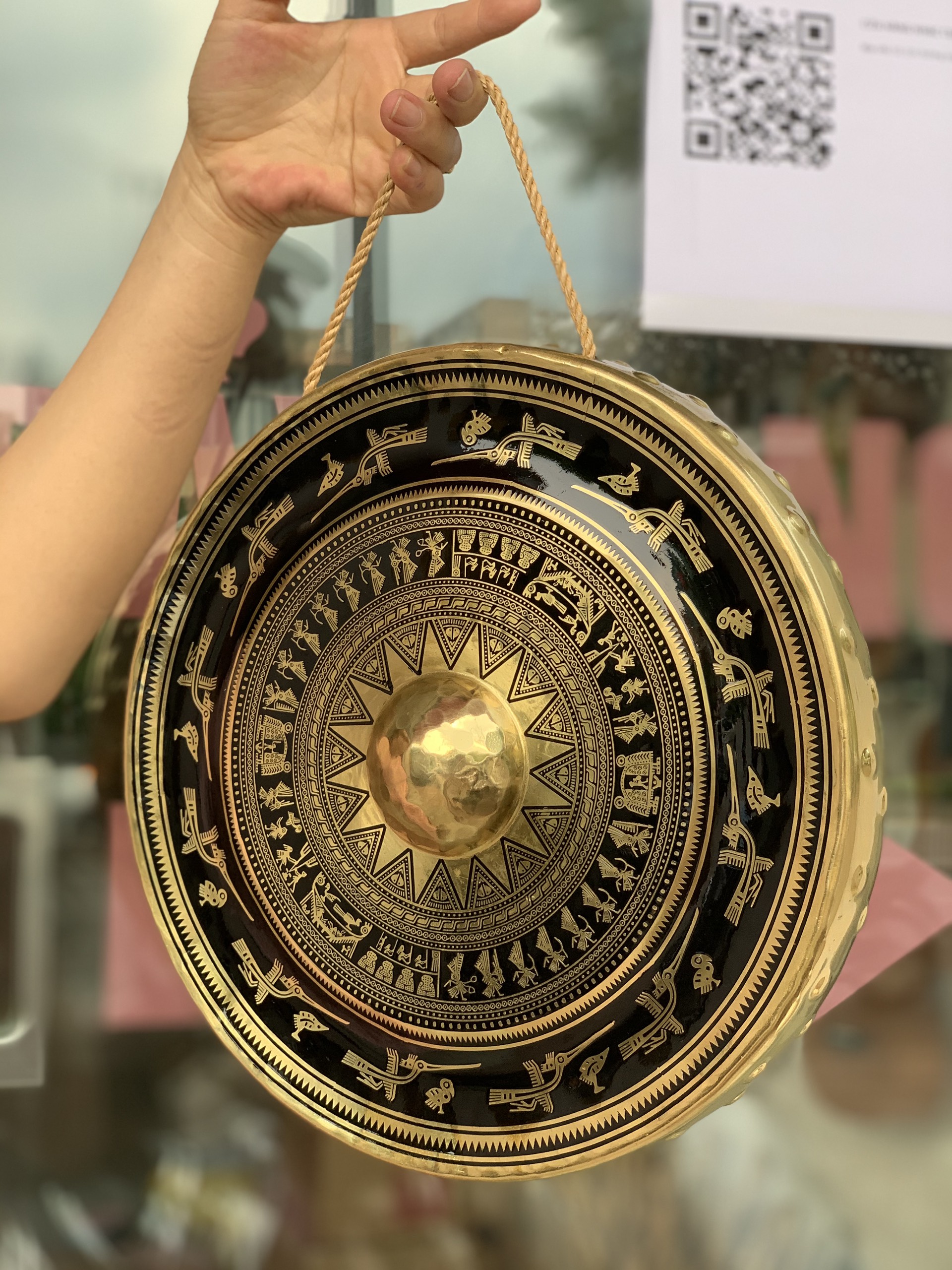 Chiêng đồng chạm khắc hoa văn trống đồng đủ size
