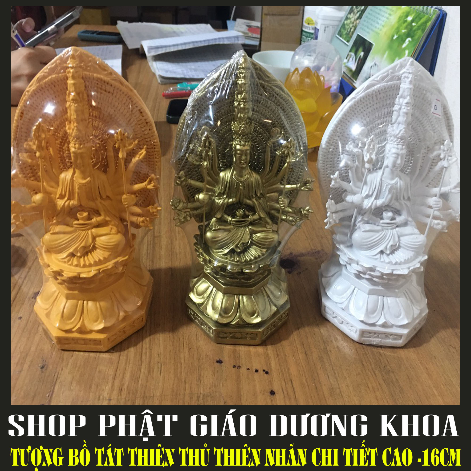Tượng bồ tát thiên thủ thiên nhãn chi tiết cao -16cm