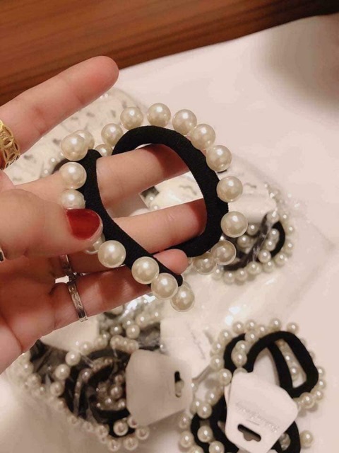 Chun Buộc Tóc Đính Hạt Giả Ngọc