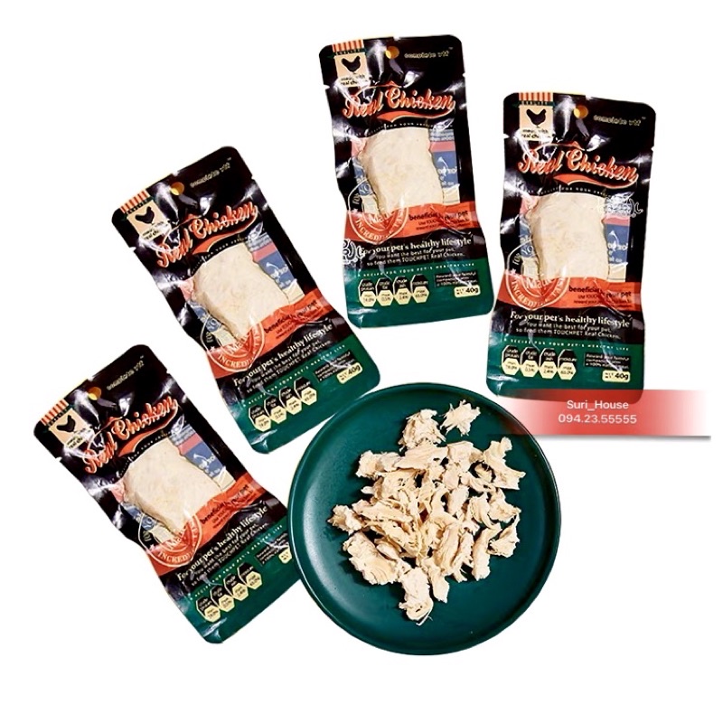 Ức gà và cá hấp ăn liền cho chó mèo Real Chicken (40gr)