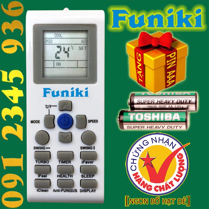 Điều khiển Funiki [HÀNG ĐẸP] cho điều hòa. (Mẫu số 5)
