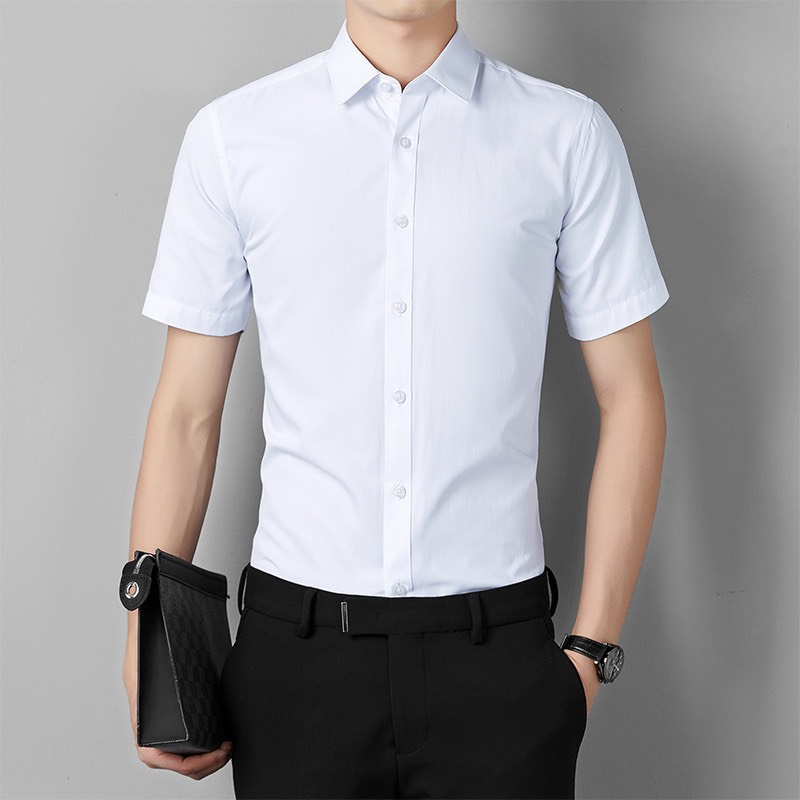 ÁO SƠ MI NAM KATE NGẮN TAY TRƠN CÔNG SỞ CAO CẤP