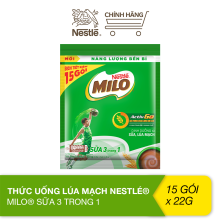 Thức uống lúa mạch Nestlé® Milo® sữa 3 trong 1 (bịch 15 gói 22g)