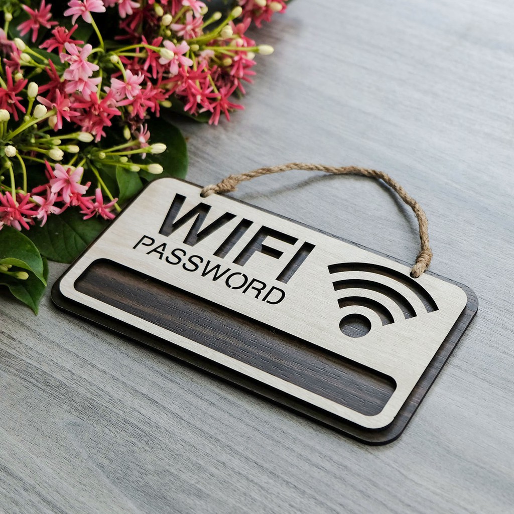 Bảng gỗ trang trí wifi password treo tường