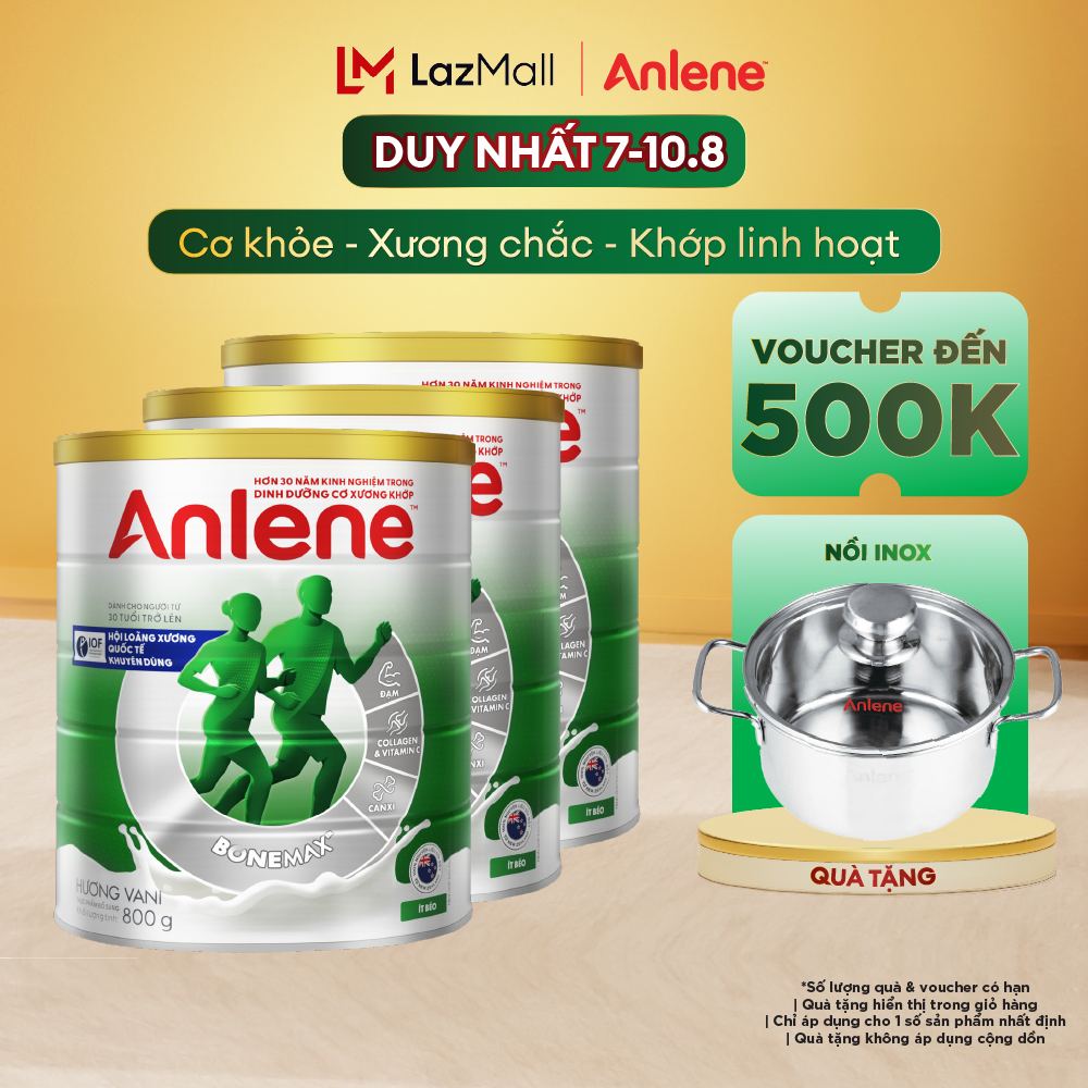 [up to 16% Off up to 175K for Orders from 800K][Freeship 0Vnd Nationwide] Combo of 3 Anlene Vanilla Flavored Powdered Milk 800g