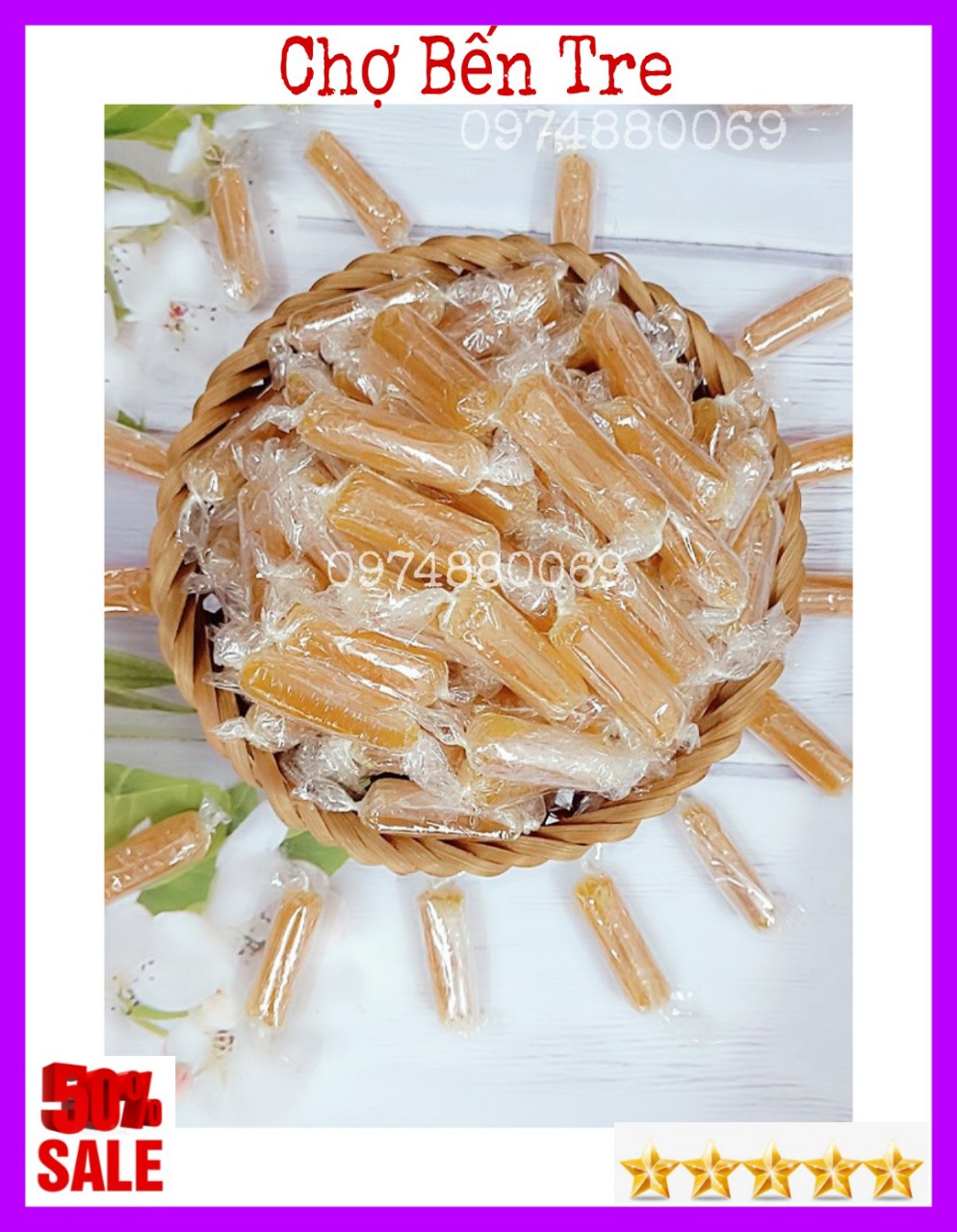 (Freeship) 1kg of Ben Tre Spicy Ginger Candy