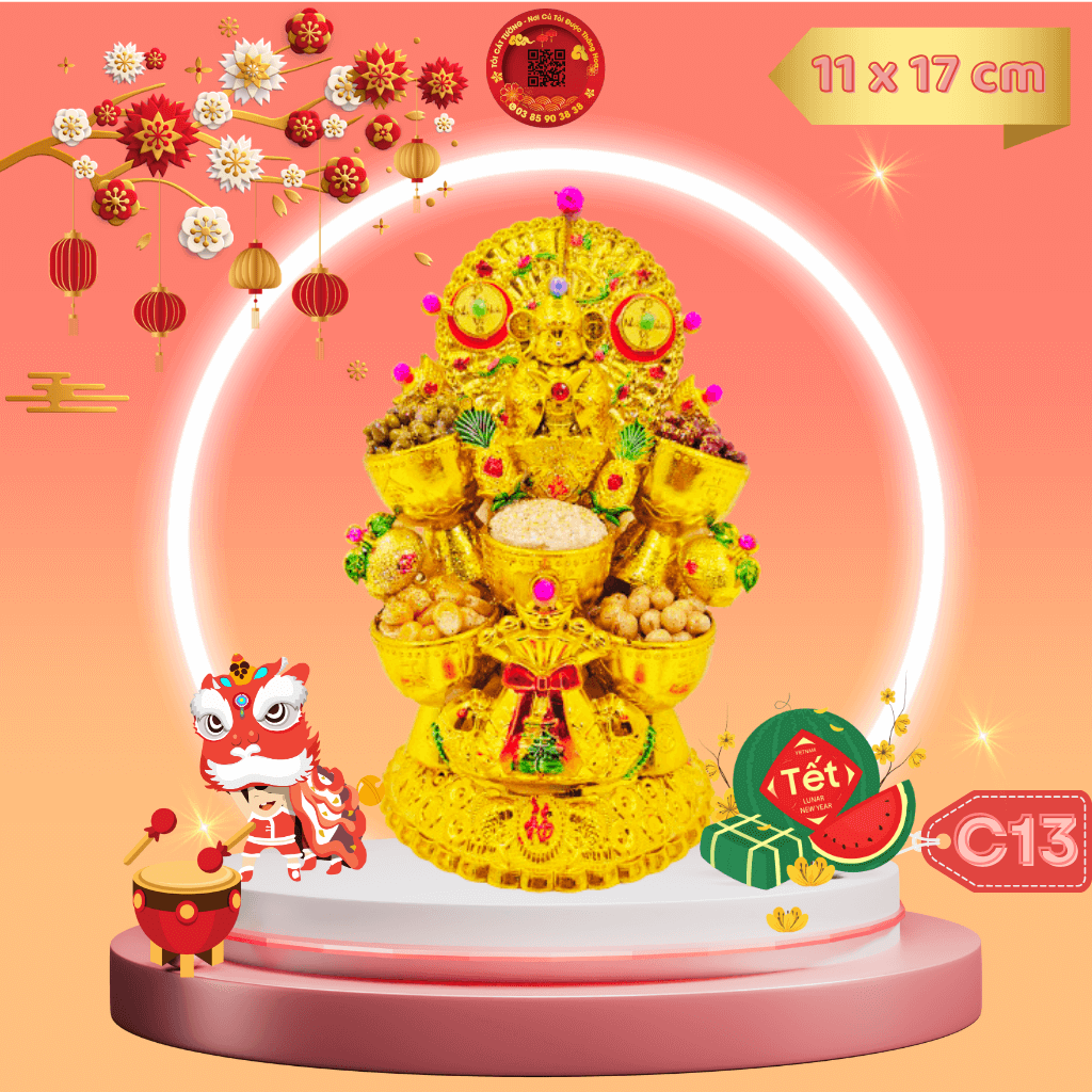 Tháp tỏi ông địa thần tài túi vàng phong thủy - tỏi cát tường