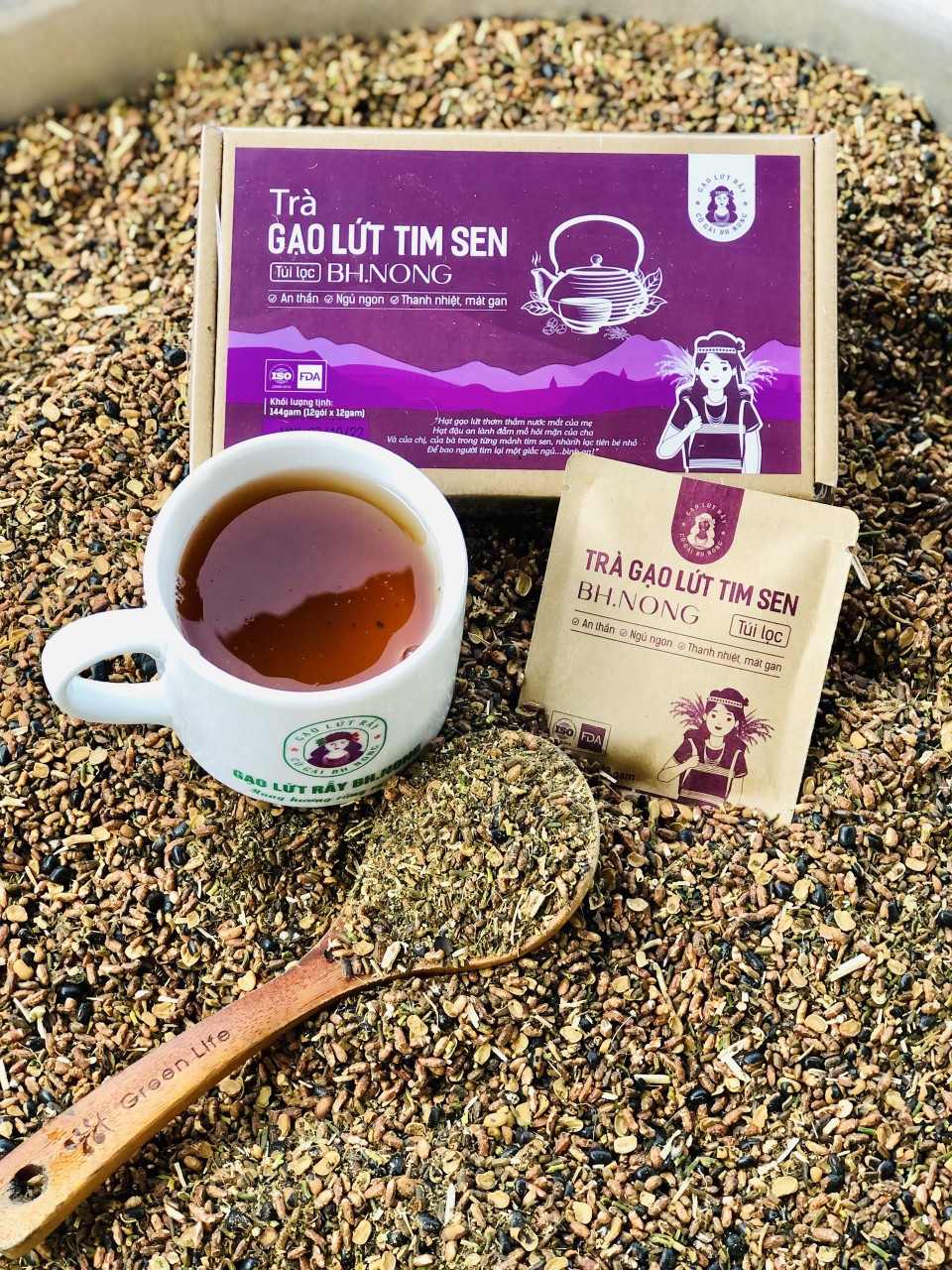Trà Gạo Lứt Tim Sen