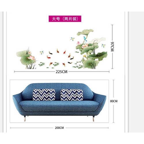 Decal dán tường hoa sen màu 3D size lớn