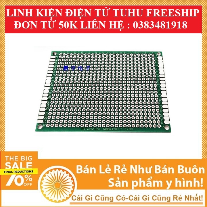 Phíp Đồng Đục Lỗ 1 Mặt PCB ( xanh nâu )