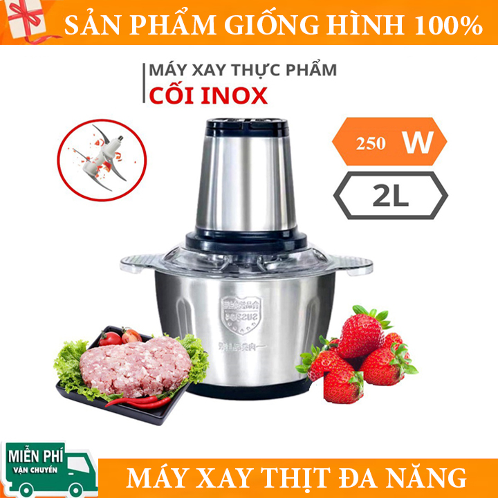 Máy xay thịt - cối xay thịt inox 304, máy xay thịt đa năng công suất 250w- xay cá , xay tỏi ớt, sinh tố, xay rau củ quả